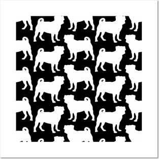 Pug White Pattern Posters and Art